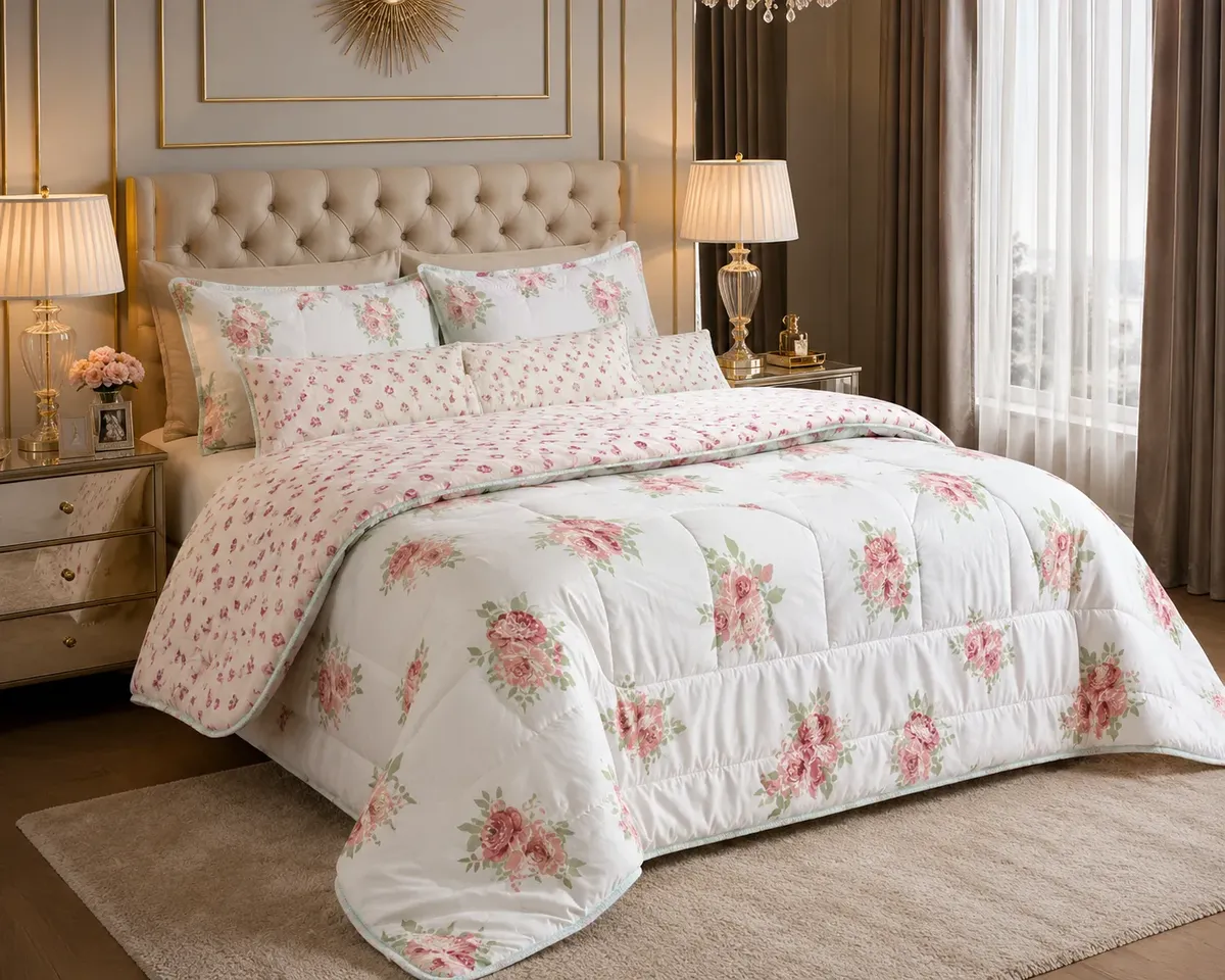 Edredom Queen 400 Fios Dupla Face Estampado Avulso Com Viés