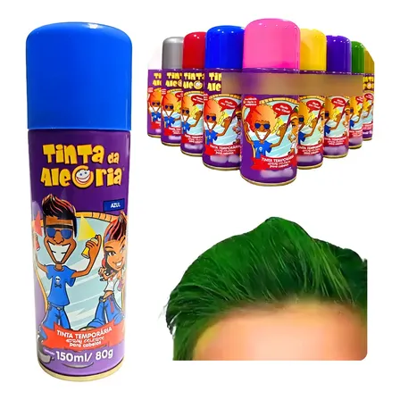 Tinta Cabelo Colorida Spray Carnaval Lavável 150ml Festas (Vermelha, Branca ou amarela)