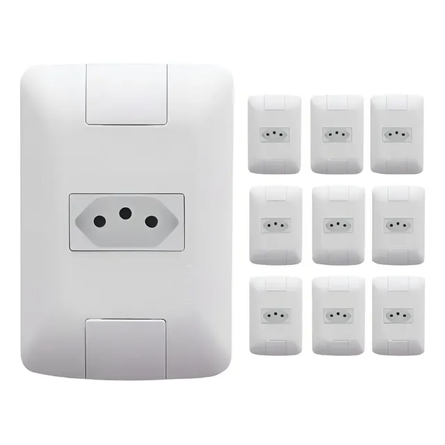 Kit Com 10 Tomadas Simples 10a 250v 2p+t Tramontina Aria Cor Branco