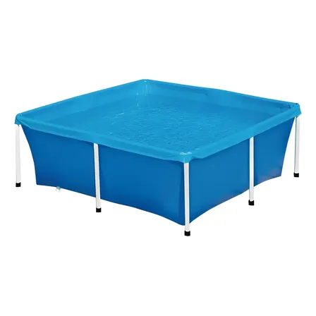 Piscina Infantil Quadrada Estrutural Pvc 2000 Litros - Mor Azul-turquesa Liso