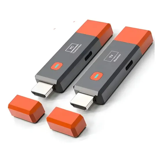 Tx Rx Hdmi Transmissor E Receptor Sem Fio Plug And Play 50m Cor Laranja