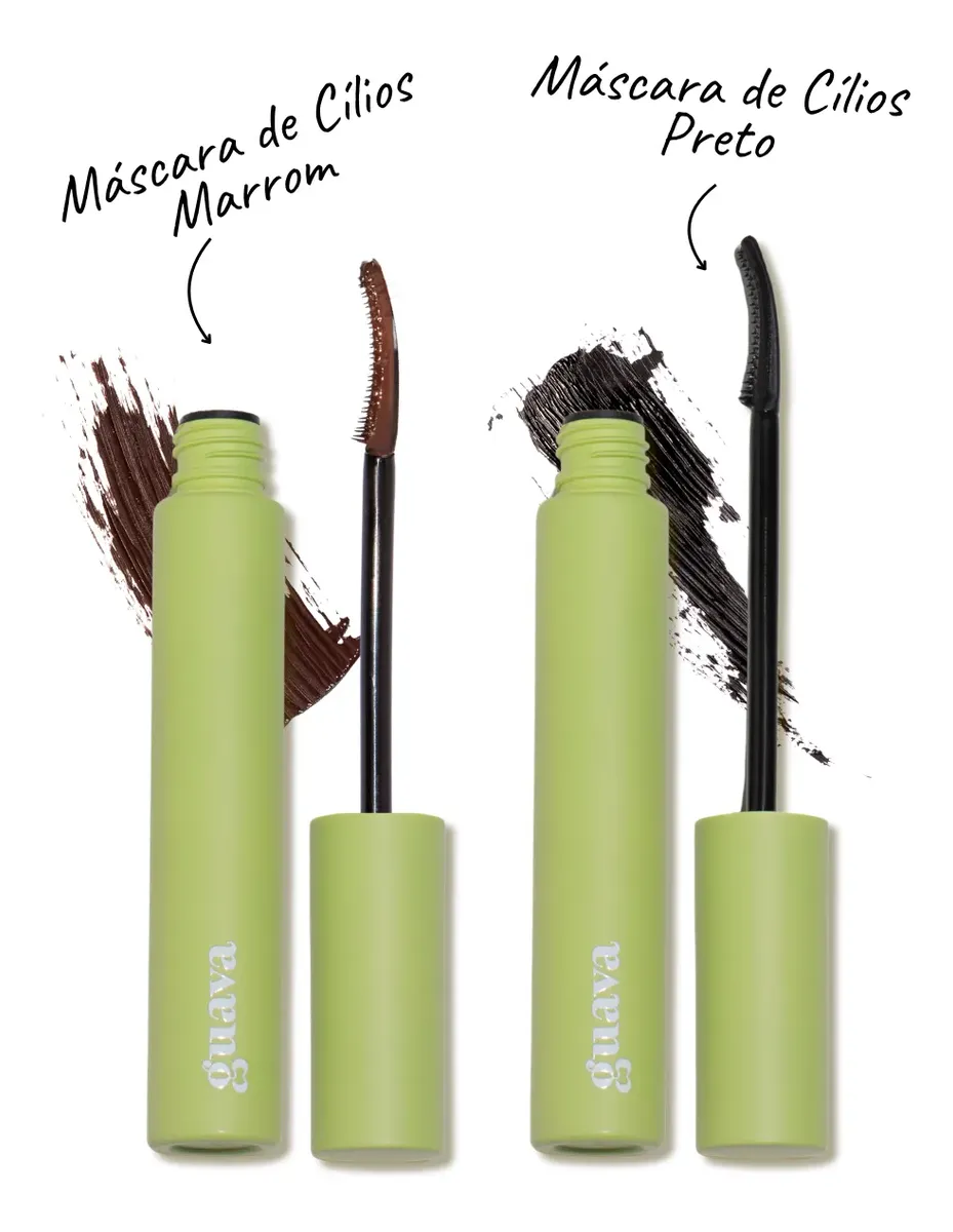 Kit Máscaras De Cílos Marrom E Preto Alonga E Cuida Guava Preto E Marrom