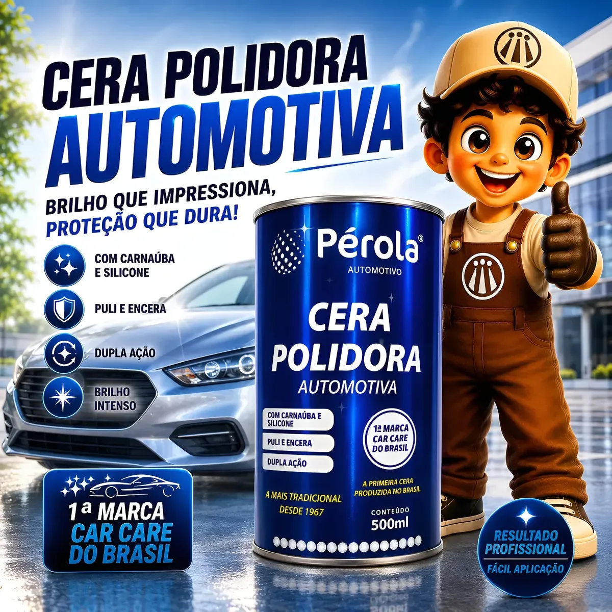 Cera Polidora De Carnaúba E Silicone Automotiva Pérola 500ml