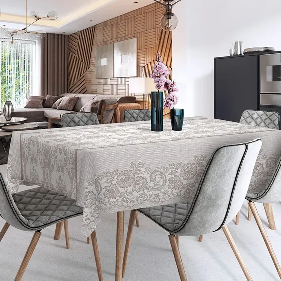 Toalha Mesa Termica Plastica Impermeavel Quadrada 4 Lugares Cor Branco Renda Floral
