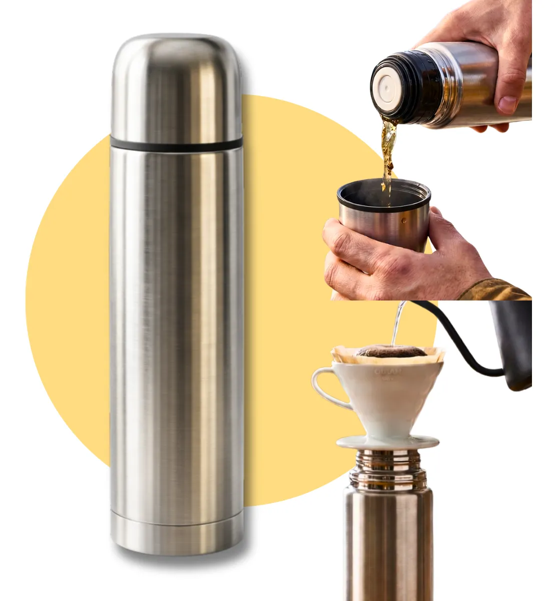 Garrafa Termica Inox 500ml Cafe Agua Camping Viagem Premium Inox