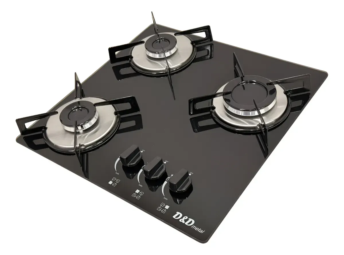 Fogão Cooktop D&d 3 Bocas A Gás Bivolt Preto 127/220v