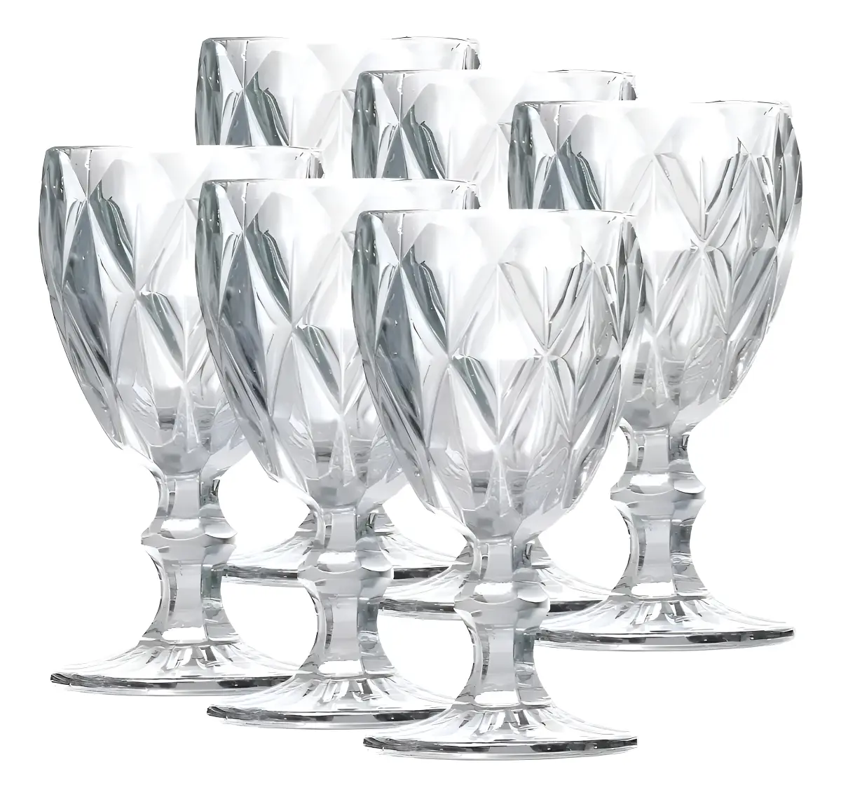 Jogo de 6 Taças de Vidro Diamond Transparente para Drinks de 80ml