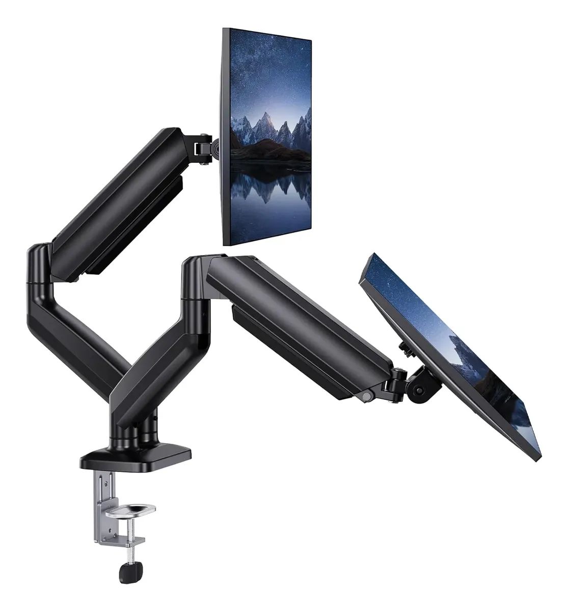 Suporte Monitor Duplo Articulado Braço Pistão 13 A 32 Vesa Preto