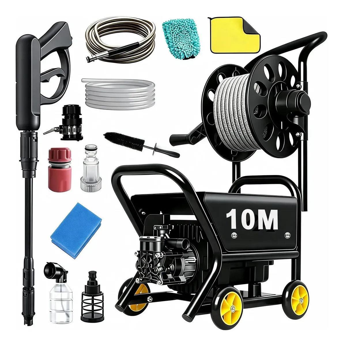 Lavadora De Alta Pressão Carro Profissional + Rolo Mangueira Preto 127v 60hz