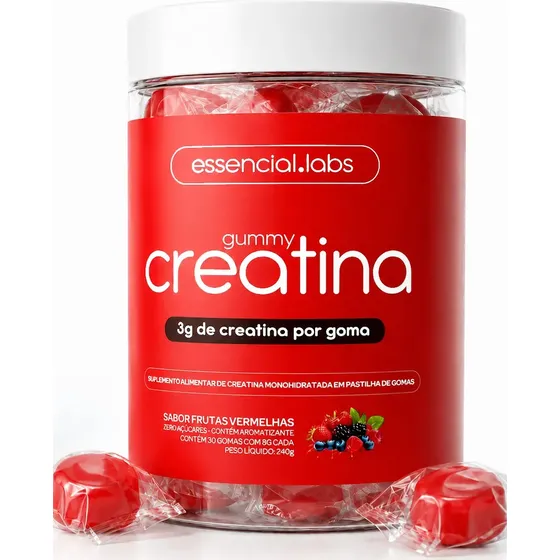 GUMMY de CREATINA PURA com 3g de Creatina por Gummy - 30 Doses - Sabor Frutas Vermelhas