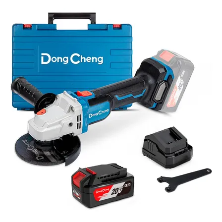Esmerilhadeira angular sem fio Dongcheng Profissional DSM03-115 preto 20 V + acessórios