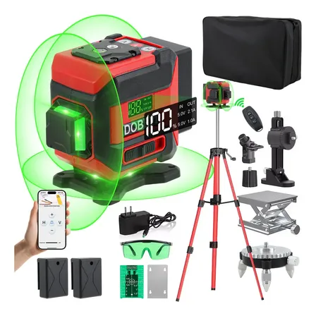 Nível Laser Dobevi 12 Linhas Verde, Autonivelante Com Visor Digital E Bluetooth