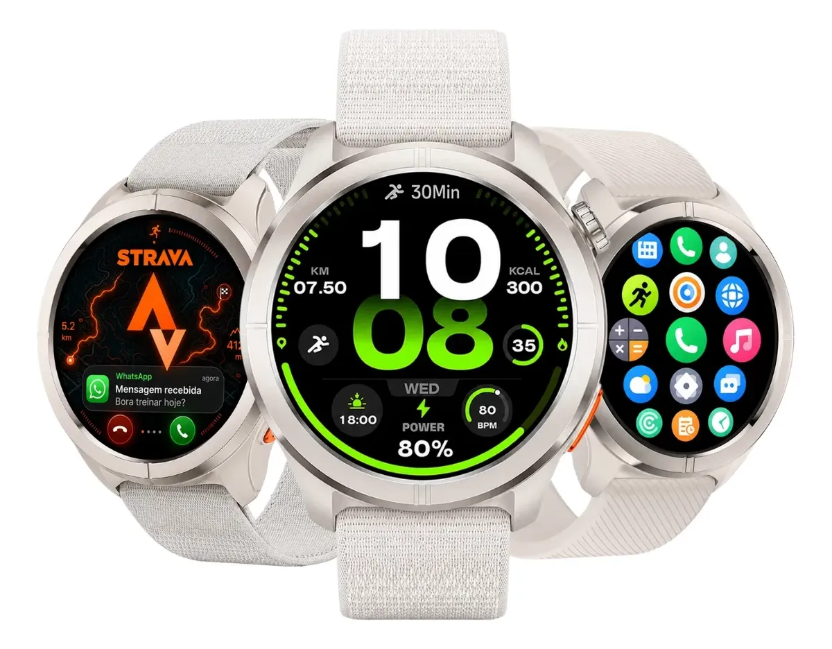 Smartwatch Corrida Strava Feminino Masculino Ios Android Nf Prateado Mesh Branco