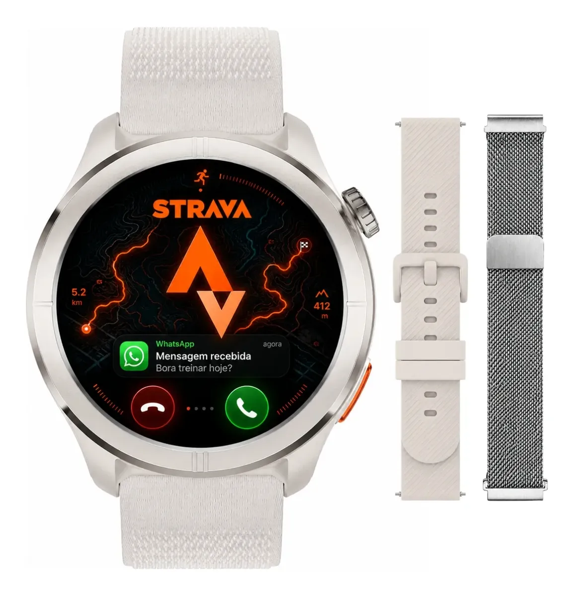 Smartwatch Corrida Strava Feminino Masculino Ios Android Nf Prateado Mais Milanês Milanês Prateado