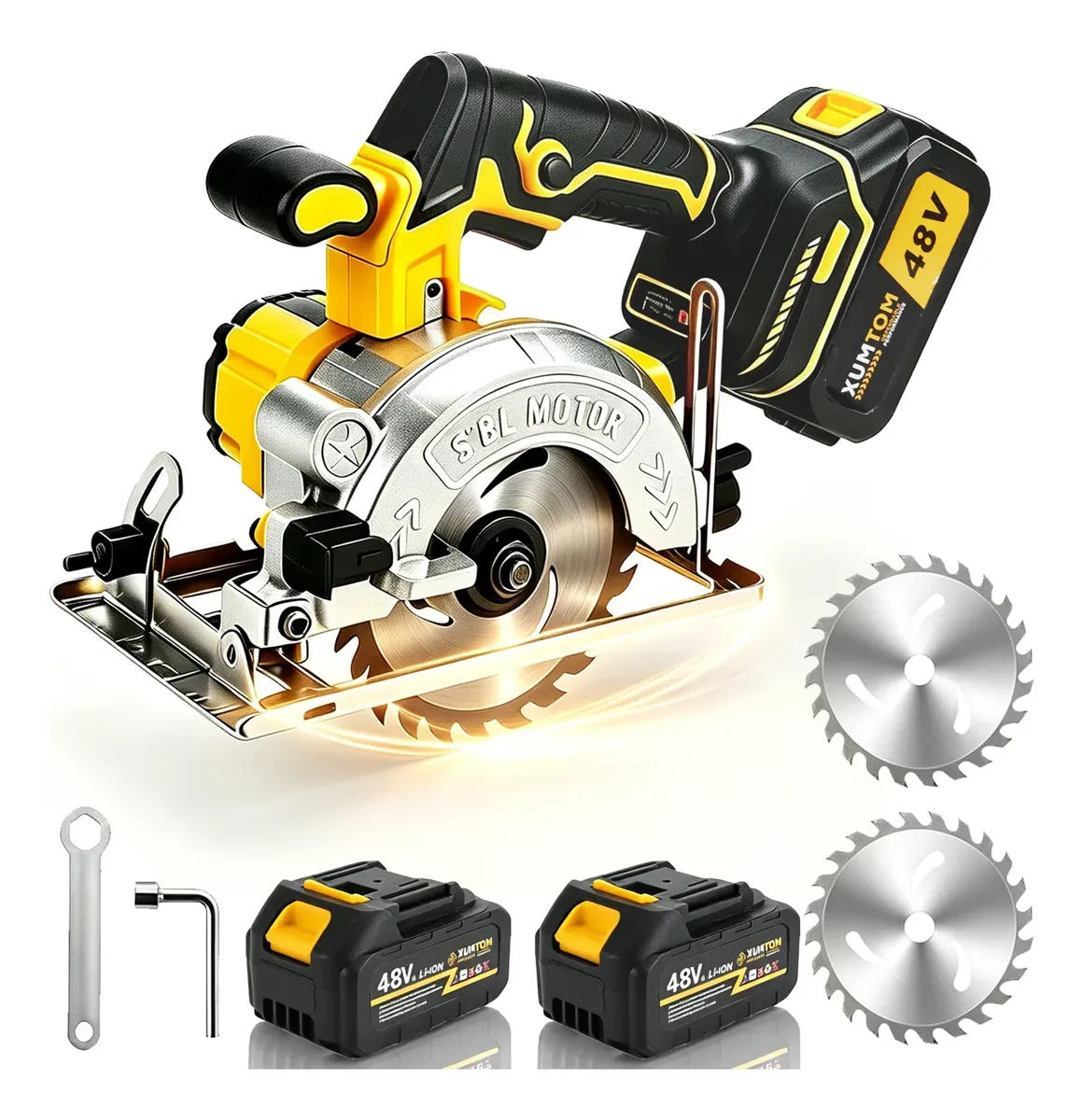 Serra Circular Com Bateria 48v Brushless Madeiras 2 Bateria Amarelo 127v
