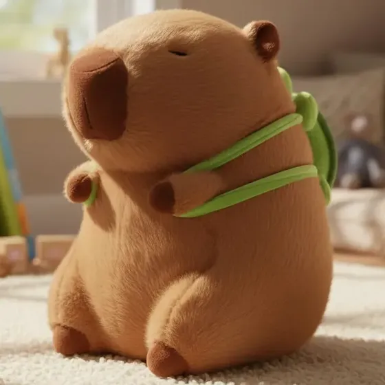 Capivara Gigante Pelúcia 50cm Antialérgica Tartaruga Cor Marrom-escuro