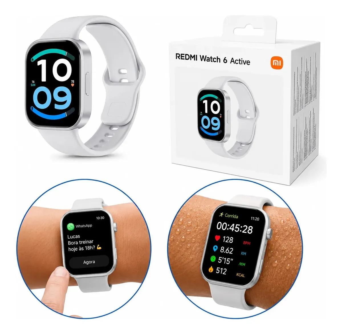 Relógio Smartwatch Redmi Watch 6 Active Preto Global Cinza Mesh Branco