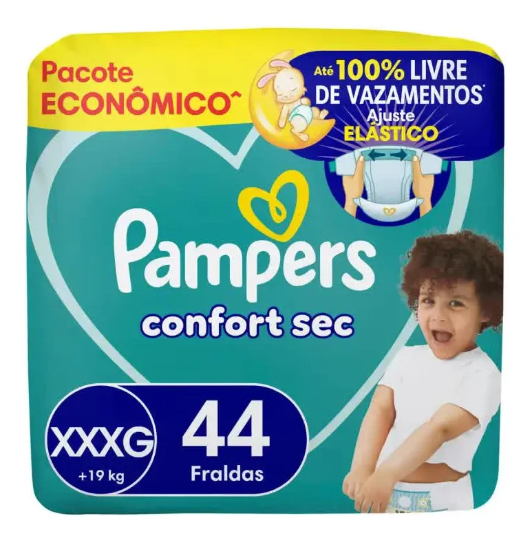 Fralda Pampers Confort Sec Xxxg 44 Unidades Xxxg Sem Gênero