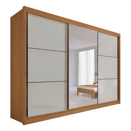 Guarda-Roupa Casal Com Espelho D'Doro 3 Portas 6 Gavetas MDF 100%