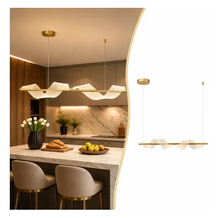 Pendente Led Retangular 3000k Dourado 90cm Pd2070