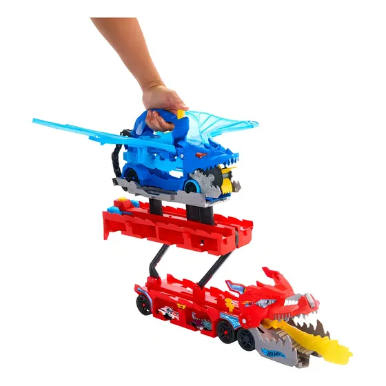 Pista Hot Wheels City Supertrailer de Dragão Acompanha 2 Carrinhos e 1 Dragão com Manobras para Crianças a Partir de 4 Anos