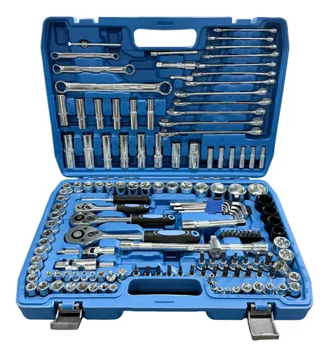 Kit Ferramentas Manuais 151 Peças Jogo Soquete 1/4 Ferrament Azul-aço
