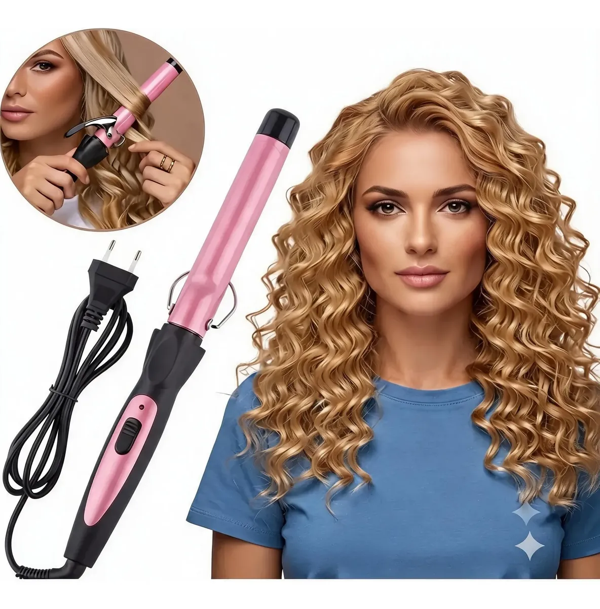 Modelador De Cachos Cerâmico 25mm Profissional Bivolt Rosa 127/220v