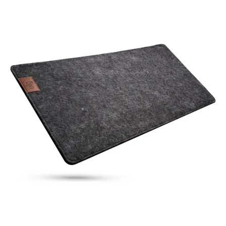 Mousepad Deskmat Gamer XL 900x400mm ELG Feltro e Silicone Base Antiderrapante Borda Costurada Sweatproof Porta-copo Cinza Escuro MPEXL-DG