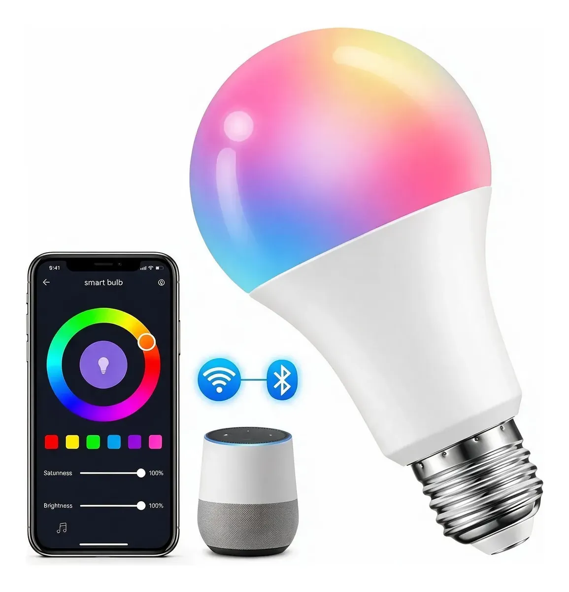 Lampada Inteligente Led Rgb Wifi Bluetooth E27 10w Bivolt 110220 V Wif-versões Diferentes