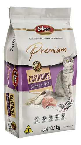 Ração seca para gatos Castrado Adultos Salmão e Arroz 10,1 kg Colosso Premium