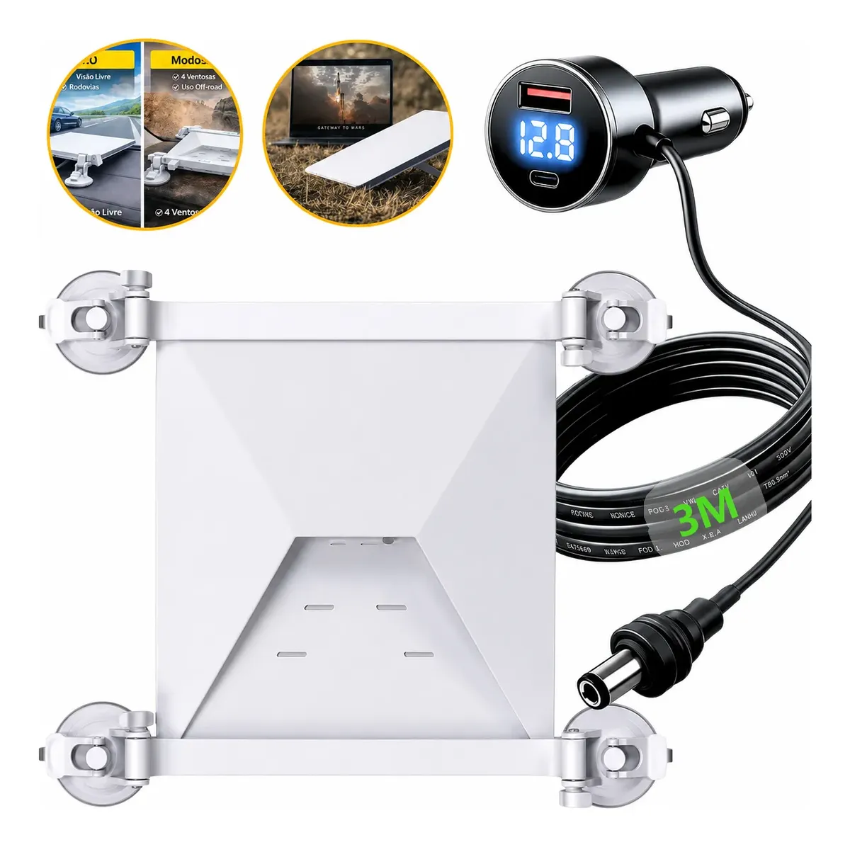 Kit Starlink Mini Suporte E Cabo Internet Satélite Veicular Branco