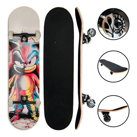 Skate Infantil Completo Para Todas As Idades Até 100kg Rodas Porco Espinho