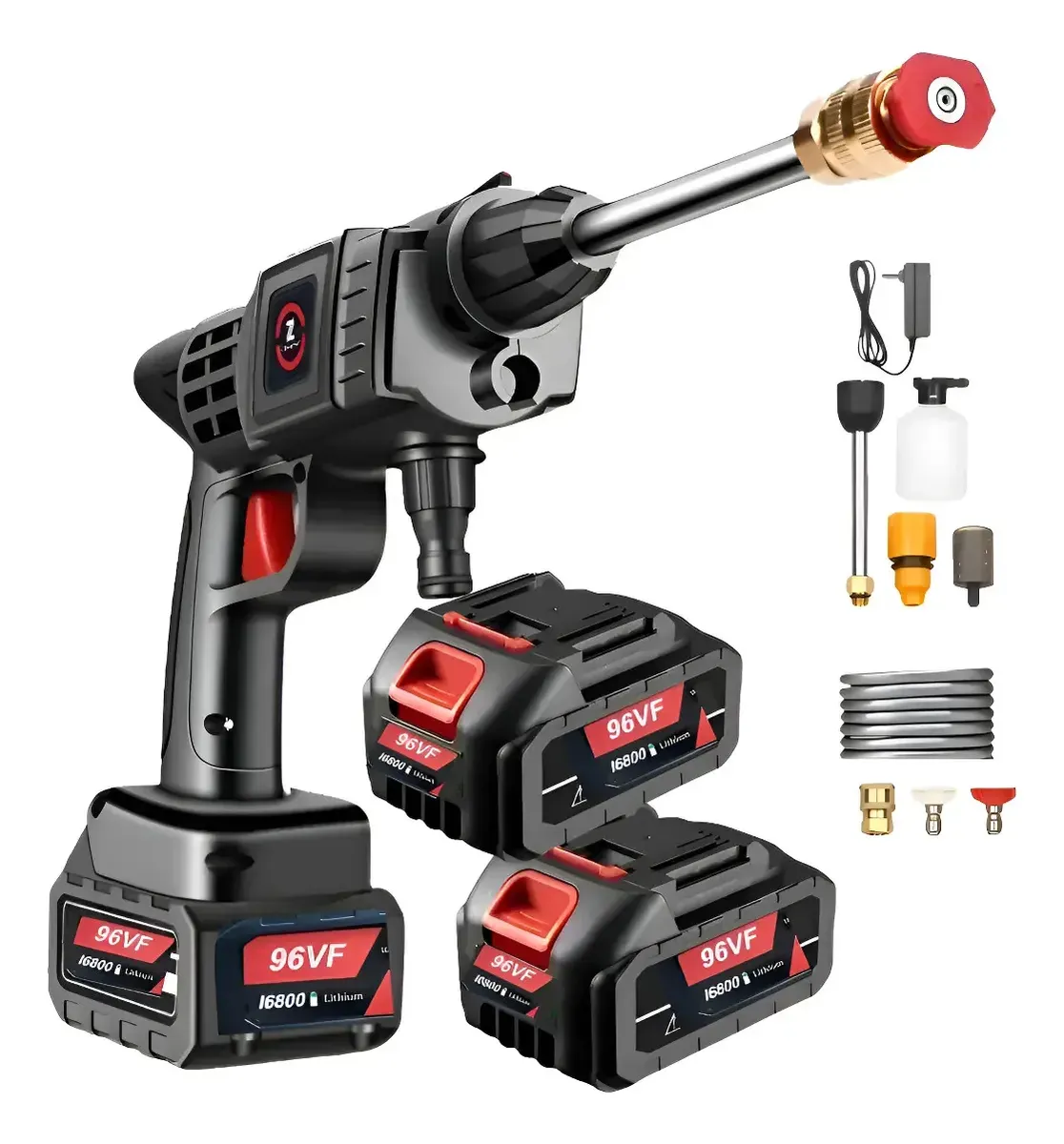 Lavadora Alta Pressão Portátil Sem Fio 1000w 2 Baterias Kit Preto