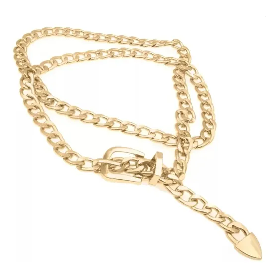 Cinto Corrente Feminino Plus Size Dourado Ou Prateado Metal Tamanho 135