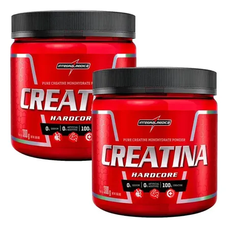 Kit 2 Creatina Pura Hardcore 300g Integralmédica Pó 100% Sabor Sem Sabor 2x Uni Original + Nfe