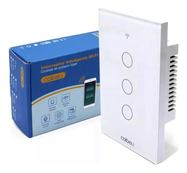 Interruptor Inteligente Wifi Touch 3 Botões Smart Coibeu
