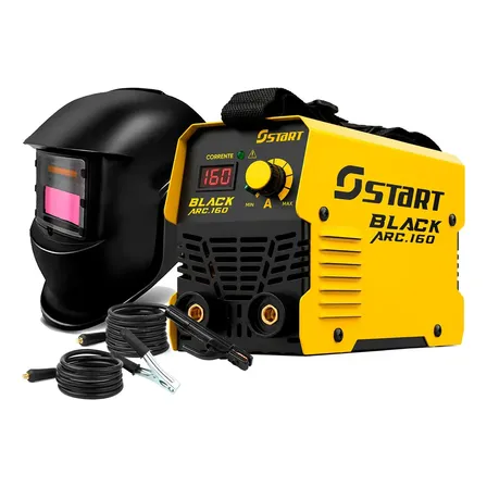 Kit Maquina Inversora De Solda Black Arc 160a Tig Mma 3300w Com Máscara Para Solda Fotossensível Amarelo 220v