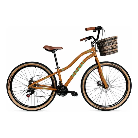 Bicicleta Viena Aro 29 Freio Disco 21v Com Cestão Colli Cor Bronze Tamanho do quadro 17