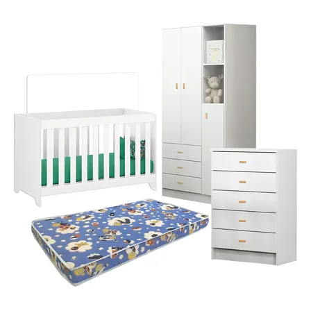 Berço Colchão Cômod Guarda Ro Ditália Bbi51 Bb120 Bb322 Cozy Branco