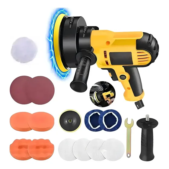 Politriz Angular Automotiva,politriz Lixadeira Multifunções Automotiva,4000rpm,ferramentas De Mão 125mm Polir Lixar Com Acessórios Amarelo/preto 127v