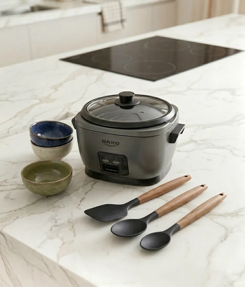 Panela Eletrica Dako + Kit 3 Utensilios Silicone 220 V Cinza-escuro 220v 60