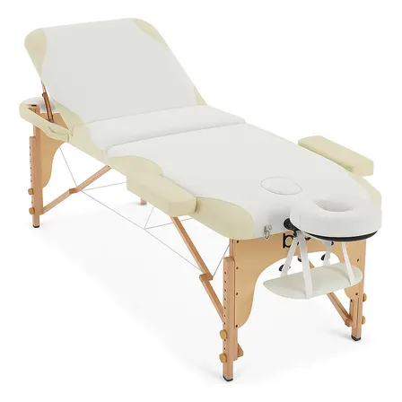Maca Estética Portátil 70cm De Massagem Bkza Premium+ Reclinável - Até 250kg - Cor Creme - Com Bolsa - Cama Ideal para Fisioterapia Massoterapia Quiropraxia Epilação Profissional