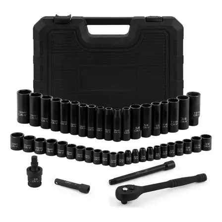 Jogo De Soquete Aço Crv 3/8 Catraca Chave Com Maleta Dobevi Cor Preto