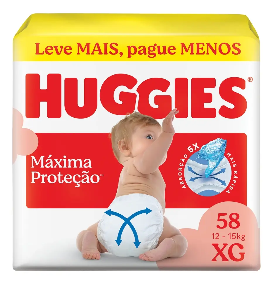 Huggies Fralda Descartável Máxima Proteção Xg - 58 Un