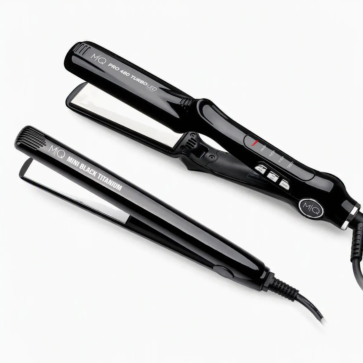 Kit Prancha Pro Turbo Titânio Bivolt E Prancha Mini Black Titanium Preto