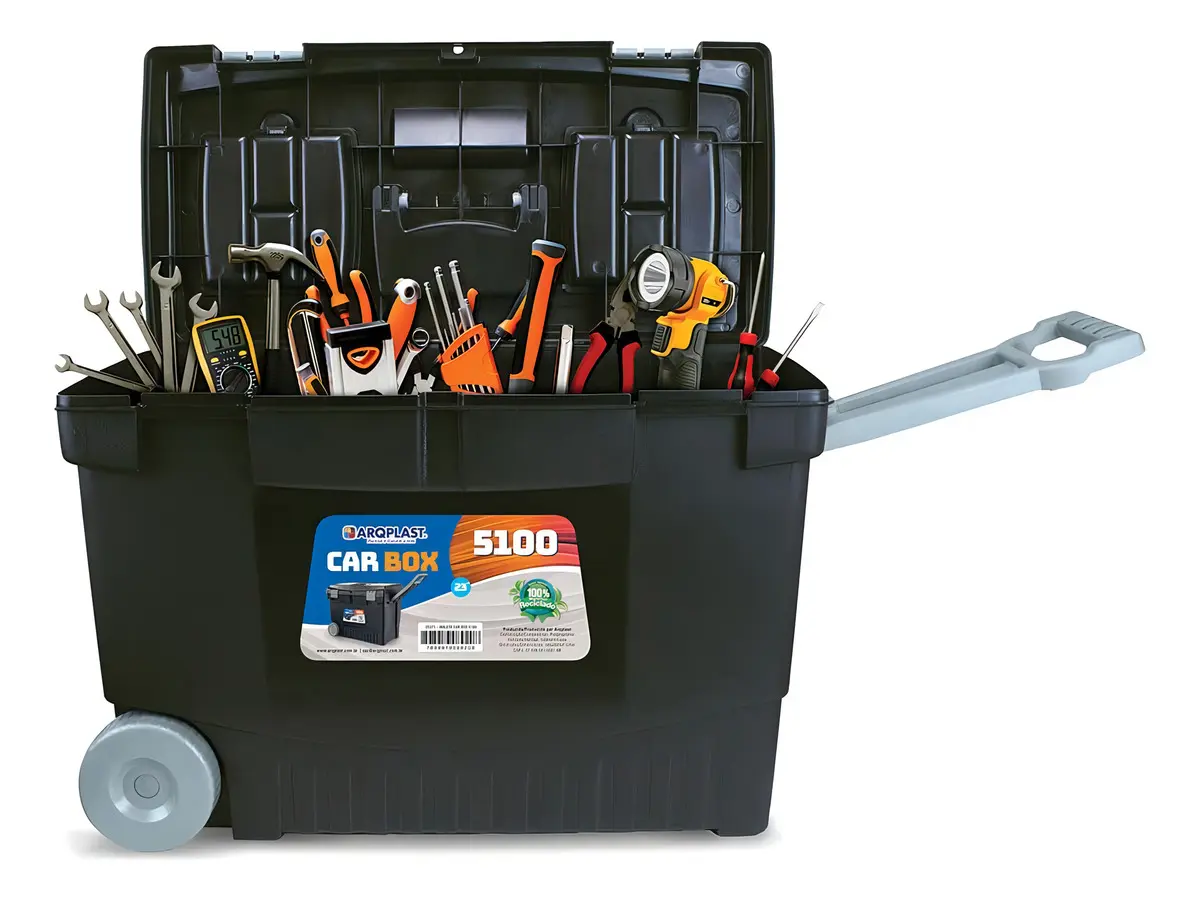 Caixa De Ferramentas Car Box 5100 De Plástico Com Rodas 30cm X 59cm X 41.5cm Preta