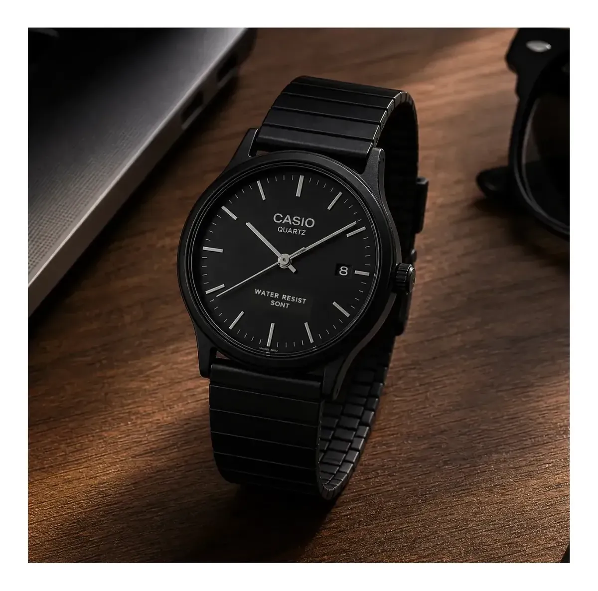 Relógio Casio Vintage Retro Redondo All Black Preto Aço Inox Preto
