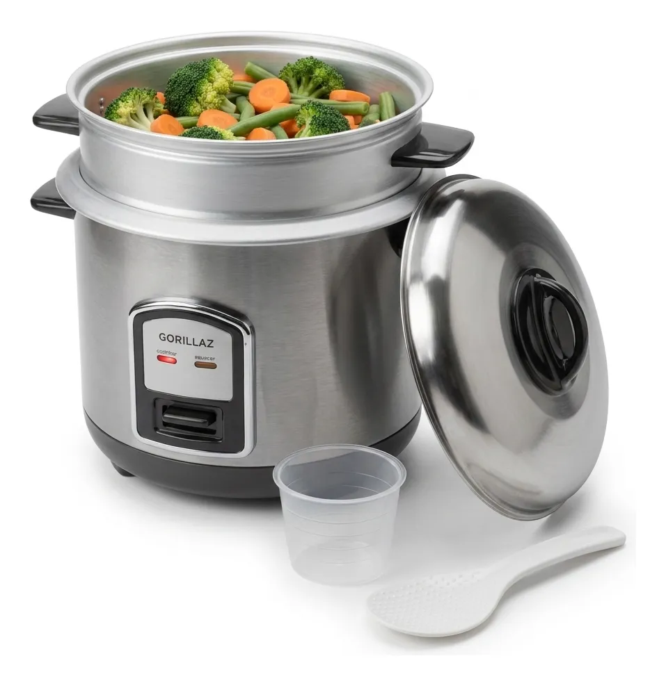 Panela De Arroz Elétrica Vapor Legumes 400w 1l / 5 Xícaras Inox 127v 60hz
