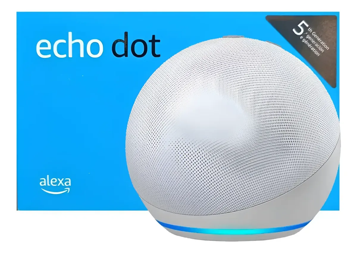 Assistente Virtual Echo Dot 5 Geração Voz Música Som Potente Glacier White