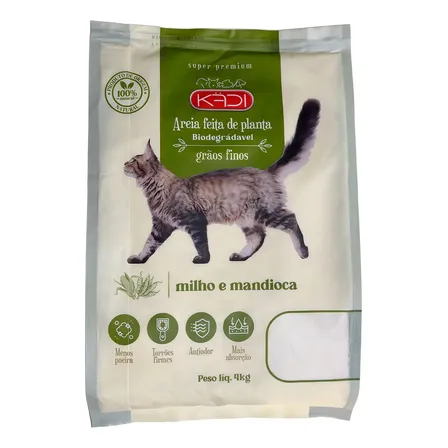 Areia Higiênica Fina Biodegradável Para Gatos Kadi 4kg